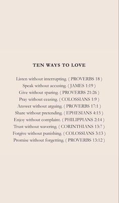 the back cover of ten ways to love, written in black and white on a beige background