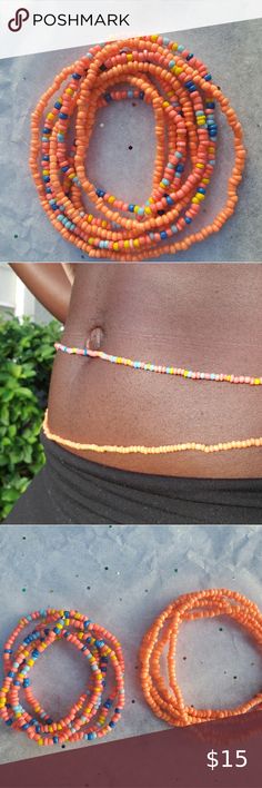 Tiny Yellow Beads For Summer, Yellow Beaded Necklaces With Large Beads For Summer, Summer Yellow Beaded Necklaces With Large Beads, Multicolor Waist Beads For Summer Festival, Colorful Waist Beads For Summer Beach, Beach Waist Beads With Tiny Beads, Multicolor Beaded Waist Beads For Summer, Colorful Waist Beads For The Beach, Multicolor Waist Beads For Summer Beach