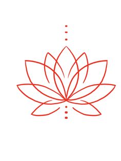 a red line drawing of a lotus flower