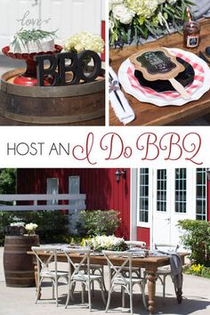 a collage of photos with the words host and do bbq written on them