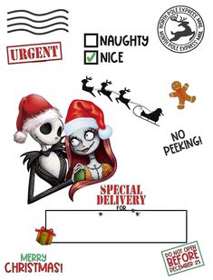 a christmas sticker sheet with the words special delivery on it