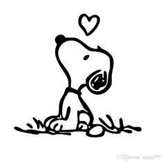 a black and white drawing of a dog with a heart