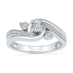 a white gold ring with diamonds on it