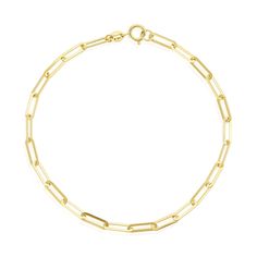 Paper Clip Chain Bracelet - Lindsey Leigh Jewelry Classic Everyday Chain Bracelets, Classic Chain Bracelets For Everyday, Modern Yellow Gold Charm Bracelet For Everyday, Classic Everyday Oval Link Bracelet, Minimalist Link Bracelet For Everyday Luxury, Classic Everyday Bracelet With Oval Links, Classic Oval Link Bracelet For Everyday, Classic Sterling Silver Bracelet With Cable Chain For Everyday, Classic Sterling Silver Cable Chain Bracelet For Everyday