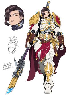 Female Custodes, Warhammer 40k Custodes, Multiple Belts, Clenched Hand, Armor Belt, Hair Over One Eye, Looking To The Side, Adeptus Custodes, Sci Fi Design