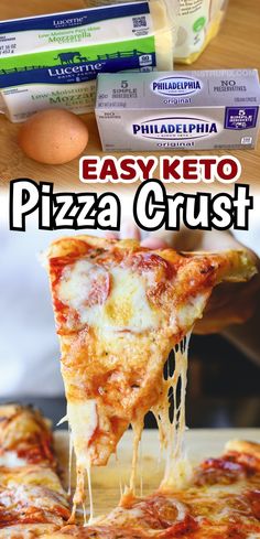 an easy keto pizza crust with cheese on top