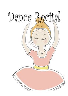 a drawing of a woman in a pink dress with her arms up and the words dance regal