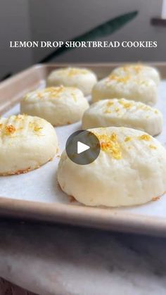 lemon drop shortbread cookies on a baking sheet