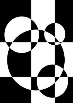 an abstract black and white pattern with circles on the center, in square formats