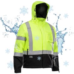 PRICES MAY VARY. Polyester Imported 2600D cold-resistant cotton lining Zipper closure Machine Wash Enhanced Visibility and Safety: Stay safe and visible in low-light conditions, our winter safety jackets with reflective stripes and eye-catching high-visibility colors, ensuring your safety in work and outdoor activities under cold climate. All-Weather Protection: Our high-visibility jacket boasts a third-generation waterproof polyester material that keeps water out and ensures that you stay dry o Winter Reflective Long Sleeve Windbreaker, Reflective Long Sleeve Winter Windbreaker, Winter Outerwear With Reflective Logo And Long Sleeves, Yellow Weatherproof Windbreaker For Winter, Winter Windbreaker With Reflective Logo, Yellow Waterproof Winter Outerwear, Reflective Winter Outerwear For Outdoor, Functional Reflective Winter Outerwear, Winter Outdoor Windbreaker With Reflective Logo