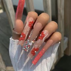 Nail Diamond, Long Nail, Street Party, Long Square Acrylic Nails, Bling Acrylic Nails