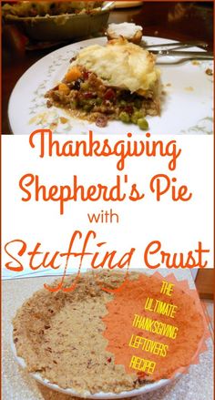 thanksgiving shepherd's pie with stofffing crust is featured in this postcard