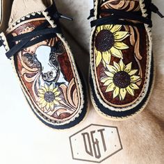 These custom Dudes are hand drawn and tooled from start to finish to fit your personal style requests. Got a very specific request? No worry, I tool it all! You will choose your preferred shoe style from available stock (up to 59.95 in price) at Heydudeshoesusa.com or Buckle.com. If no shoe option is provided I will choose for you. Clients requesting custom designing will be provided a hand drawn mock before tooling for approval. During this step client can request changes to design if needed. C Custom Leather Hey Dudes, Western Hey Dudes, Hay Dudes, Custom Hey Dudes, Country Fits, Western Shoes, Hunting Girls, Hey Dude Shoes, Pinterest Wedding