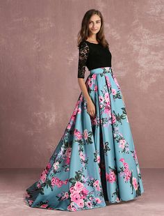 A Line Party Dress, Floral Skirt Outfits, Floral Prom Dress, Prom Dress Lace, Floral Prom Dresses, Long Gown Dress, Indian Gowns Dresses, Looks Party, Prom Outfits