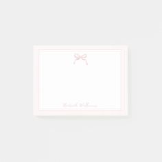 Cute Light Pink Bow and Stripes Border Light Pink Bow, Post It Notes, Post It