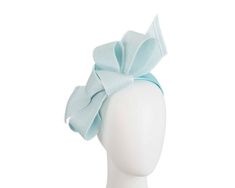 Light blue bow fascinator from latest Max Alexander racing collection. Hand made from of PU braid and placed on the on the comfortable headband.  Designed in Australia  Renown Max Alexander brand  Comfortable headband Spring Satin Bow Headband, Summer Satin Bow Headband, Adjustable Bow Headpiece For Royal Ascot, Adjustable Spring Headpiece With Bow, Summer Bow Headband, Summer Decorative Bow Headband, Spring Bow Headband, Spring Headband With Bow, Spring Bow Headband Hair Accessories