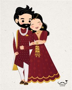 Wedding Card Cartoon Couple, Wedding Invitations With Photo Of Couple, Bride Groom Cartoon Couple, Wedding Cartoon Images, Wedding Couples Illustration, Hindu Wedding Couple Cartoon, Engagement Illustration Couple