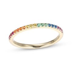 Add this rainbow ring to your stack or wear it alone for a fun look that goes with everything. 10K yellow gold The multicolor design includes lab-created rubies; orange, yellow and purple lab-created sapphires; lab-created emeralds; and blue lab-created spinels Rainbow 14k Gold Stackable Jewelry, Rainbow Multi-stone Rings In 14k Gold, 14k Gold Rainbow Multi-stone Rings, 14k Gold Rainbow Rings With Multi-stone, Rainbow 14k Gold Round Rings, Rainbow 14k Gold Rings, Multicolor Stackable Rings For Promise, Rainbow Multi-stone Stackable Promise Rings, Rainbow Multi-stone Stackable Rings For Promise