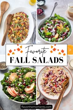 four different fall salads with text overlay that reads favorite fall salads