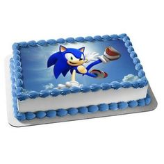 a sonic the hedgehog cake with blue icing