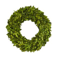 a wreath with green leaves is shown on a white background and it looks like the shape of a circle