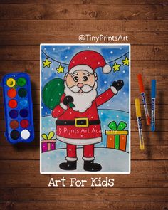 an art for kids christmas card with santa clause