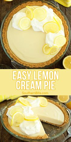 an easy lemon cream pie is ready to be eaten