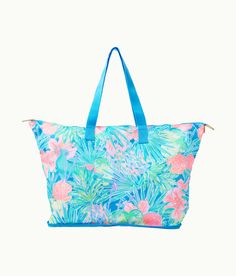 Getaway Packable Tote in Multi Swizzle In | Lilly Pulitzer Casual Packable Travel Accessories, Casual Beach Bag With Zipper For Travel, Casual Beach Bag With Zipper Closure For Travel, Casual Packable Travel Bag, Travel Beach Bag Tote With Zipper Closure, Travel Tote Beach Bag With Zipper Closure, Casual Nylon Beach Bag For Vacation, Packable Nylon Beach Bag, Casual Nylon Travel Bag For Weekend Trips