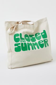 Tote bag with Closed For Summer print. Made of natural-coloured cotton twill – contains a high content of recycled cotton. Inside with large pocket and logo badge. Measures: ca. 50 x 45 x 12 cm / 19.7” x 17.7” x 4.7” Made in Romania 71% Cotton (recycled), 29% Cotton Style Nr. C90300-11J-22 Beige Cotton Bag With Logo, Beige Cotton Bags With Logo, Canvas Tote Shoulder Bag With Logo Print, Cotton Tote Shoulder Bag With Logo Print, Casual Summer Bags With Logo, Travel Shoulder Bag With Logo Print In Cotton, Travel Cotton Shoulder Bag With Logo Print, Summer Canvas Bags With Graphic Print, Daily Use Cotton Shoulder Bag With Logo Print