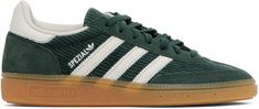 adidas Originals - Green & White Handball Spezial Sneakers Green Adidas Sneakers With Laces, Green Adidas Lace-up Skate Shoes, Dynamic Green Adidas Sneakers, Adidas Green Suede Sneakers, Adidas Handball Spezial Green, Adidas Originals Women, Casual Sneakers Women, Boys Sneakers, Sneakers Grey