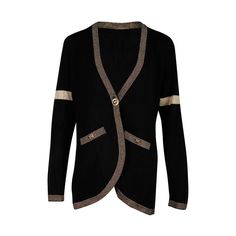 The Chanel 2019 Paris-New York Sweater In Black Cashmere Is A Luxurious Representation Of Karl Lagerfeld's Pre-Fall 2019 Collection. This Chic Cardigan Sweater Features An Interlocking Cc Logo In Black And Metallic, Making It A Subtle But Glamorous Statement Piece. The Sweater Is Made From Soft Cashmere, Providing Warmth And Comfort. With A Long Sleeve And V-Neck Design, This Sweater Offers A Flattering And Versatile Fit, Perfect For Any Occasion. The Button Closure At The Front Adds A Classic T Chanel Sweater, Chanel 2019, Chic Cardigan, Cashmere Color, Shopping Chanel, New Paris, Cc Logo, Knitwear Cardigan, Pre Fall