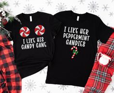 Are you looking for a funny Christmas shirt set for couples? This beautiful t-shirt set, with a trendy design, is meant to bring some fun into your life every time you will wear these tees, on Christmas eve and beyond. If you know a couple who would love to wear these trendy matching shirts for Christmas, this would make a great gift for them.  Check out more unique and funny designs in our shop, including more matching couple shirts: https://www.etsy.com/shop/AllTheHappyDesigns/ PRODUCT DETAILS Funny Couple Christmas Pajamas, Matching Christmas Pajamas Couples Funny, His And Her Christmas Shirts, Matching Christmas Shirts Couples, Funny Couples Christmas Shirts, Relationship Christmas Shirts, Funny Holiday Couple Shirts, Christmas Couple Shirts, Christmas Shirts Funny