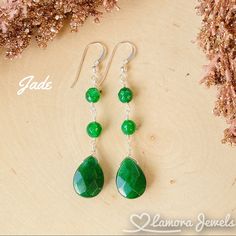 Beautiful Handmade Gemstone Dangle Earrings Handmade With Genuine Round Bead And Faceted Pear Shape Green Jade Gemstone , Using 925 Sterling Silver Metal Please Check Out The Pictures For Measurements Sterling Silver Gemstone Beads Dangle Earrings, Elegant Jade Gemstone Beads Earrings, Sterling Silver Dangle Earrings With Gemstone Beads, Elegant Jade Earrings With Gemstone Beads, Sterling Silver Gemstone Beads Earrings, Gift, Jade Green, Earrings Handmade, Round Beads, Jade