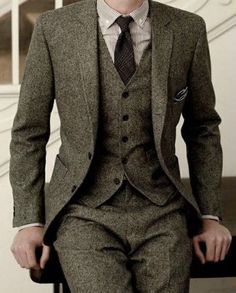 Mens Tweed Suit, Wedding Blazer, Brown Tweed Suit, Formal Wedding Suit, Tweed Men, Celana Fashion, Casual Suit Jacket, Man In A Suit, Slim Fit Blazer