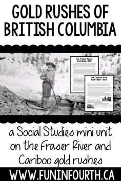 an advertisement for the gold rushes of british columbia, which is featured in this newspaper