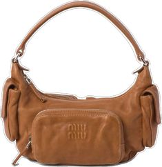 Auburn Brown, Shoulder Bag Brown, Pocket Top, Embossed Logo, Nappa Leather, Auburn, Embossed Leather, Miu Miu, Top Handle