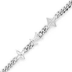 LOUIS VUITTON® - Mng Row Bracelet - Silver Louis Vuitton Bracelet, Mens Bracelet Silver, Louis Vuitton Official, Bracelet Collection, Bracelet Silver, Look Casual, Men's Collection, Smart Casual, Silver Bracelets