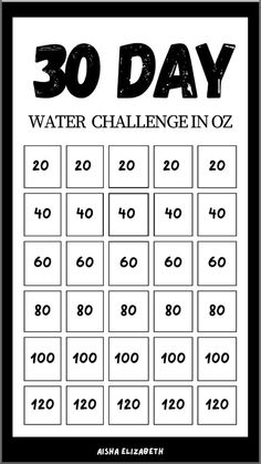 a black and white poster with the words 30 day water challenge in front of it