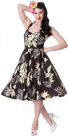 Hell Bunny Aloha Tropical Hawaiian Flower Print Alika Halter Dress Rock N Roll Dress, Vestidos Pin Up, Empire Outfit, Stop Staring Dresses, Beach Party Dress, Tropical Outfit, Vintage Hawaii, Tropical Dress