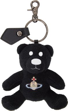 Graphic terrycloth keychain in black. · Keyring and grained leather tab at top · Lobster-clasp fastening · Logo graphic embroidered at face · Logo-engraved silver-tone hardware · H6 x W5 x D1.75 Supplier color: Black Vivienne Westwood Keychain, Teddy Keychain, Y2k Keychain, Keychain Aesthetic, Luxury Keychain, Black Keychain, Diy Acne, Bag Keychain, Unique Keychains