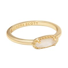 Understated yet oh-so-chic, the Emma Quartz 14k Gold Band Ring will quickly become a style staple. A horizontal, oval-cut stone sits atop a classic gold band. Add to your go-to ring stack or style alone—either way, you'll wear this ring time and time again. Designer, founder, and philanthropist Kendra Scott started her company in 2002, just three months after her first son was born. Her commitment to innovation, quality, customer service, and detail has taken her from a small startup to a billio Gold Rings Promise, Kendra Scott Ring, Jewelry Kendra Scott, Ring Stacks, Brass Band, Ring Stack