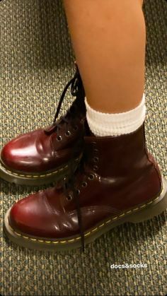 Red Docs Aesthetic, Outfits With Red Doc Martens, Burgundy Docs Outfit, Dark Red Doc Martens Outfit, Red Doc Martens Aesthetic, Autumn Shoes 2024 Trends, Dark Red Doc Martens, Cherry Doc Martens Outfit, Red Docs Outfits