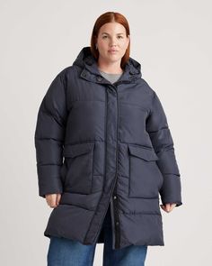 Featherless Long Puffer Parka Puffer Parka, Long Parka, Long Puffer, Womens Parka, Just Run, Navy Color, Black Charcoal, Back To Black, Recycled Plastic