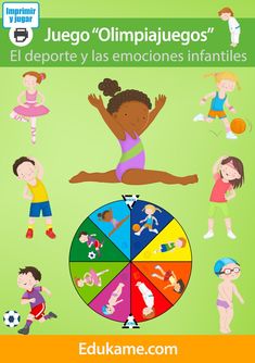 an image of children doing different things in the air with spanish words and pictures on it