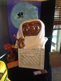 an inflatable doll with a towel wrapped around it's head and eyes