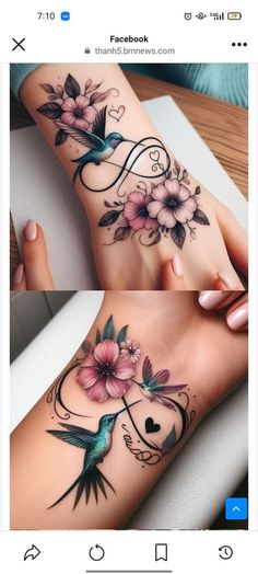 tatoo Simple Leg Tattoos Women Lower Calf, Hummingbird Memorial Tattoo, Hummingbird Tattoos For Women, Creative Tattoos For Women, Wrist Cover Up Tattoos, Colorful Hummingbird Tattoo, Hummingbird Flower Tattoos, Tattoo Ideas Female Sleeve, Hummingbird Tattoos