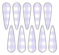 the cut out pattern for an oval shaped paper doll's head, with six different shapes