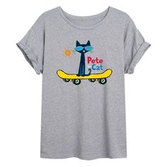 Celebrate Pete the Cat with this juniors' graphic tee. Celebrate Pete the Cat with this juniors' graphic tee. Crewneck Cuffed short sleeves Oversized fitFABRIC & CARE Cotton, polyester Machine wash Imported Size: Small. Color: Med Grey. Gender: female. Age Group: kids. Playful Cat Design Crew Neck T-shirt, Playful Crew Neck T-shirt With Cat Design, Playful Short Sleeve T-shirt With Cat Design, Downtown Outfits, Pete The Cat, Oversized Graphic Tee, High Neck Tank Top, Cuffed Shorts, Raglan Tee