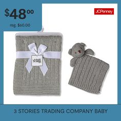 two baby blankets and a stuffed animal are on sale for $ 48 00 at jcheney com