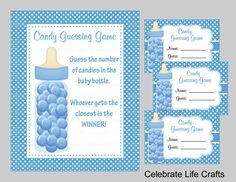 a baby shower game with blue grapes on the bottle and it's name written